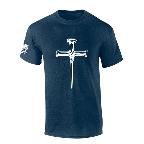 Jesus Nail Cross Coventry Cross of Nails Mens Christian Short Sleeve T-Shirt Graphic Tee-Heather Navy-xxxl