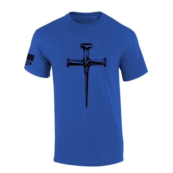 Jesus Nail Cross Coventry Cross of Nails Mens Christian Short Sleeve T-Shirt Graphic Tee-Heather Royal-4xl