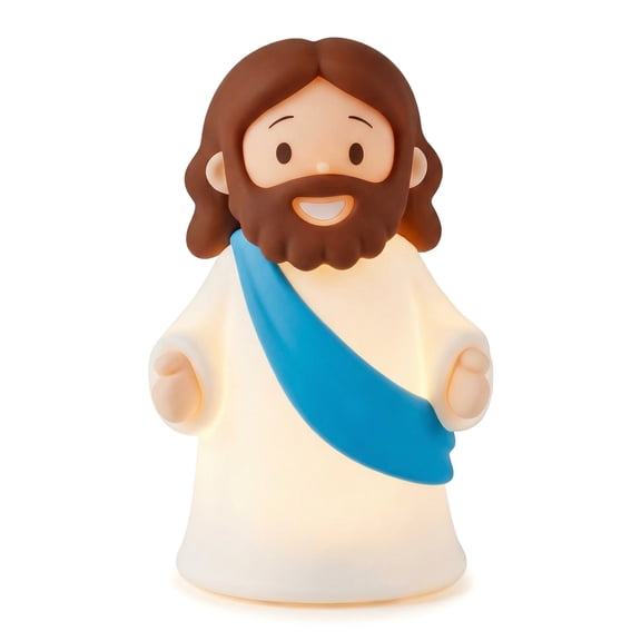 Jesus Night Light Rechargeable Bedside Night Light Dimmable Silicone LED Light Ideal for Religious Gatherings, Gifts for Sunday School, Baptism Presents, Easter Egg Decorations (blue)