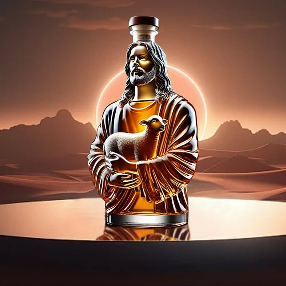 Jesus Novelty Wine Bottle, 2025 New Unique Jesus Statue Design Glass Wine Decanter Bottles, Bottle Home Decor Whisky Cabinet Decorations, Gift Idea for Alcohol Lover