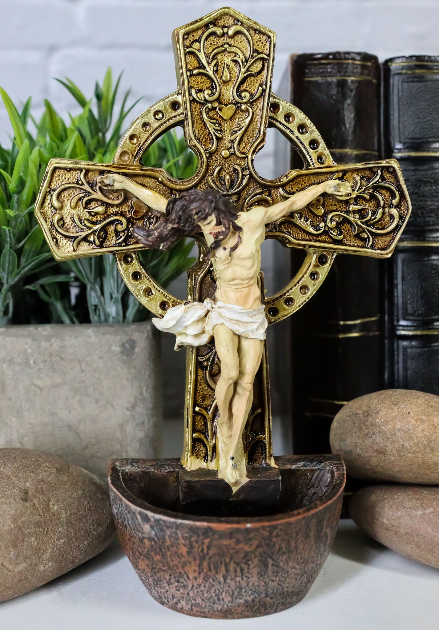 Jesus On The Cross Crucifix Wall Mount Or Desktop Dresser Plaque Holy 