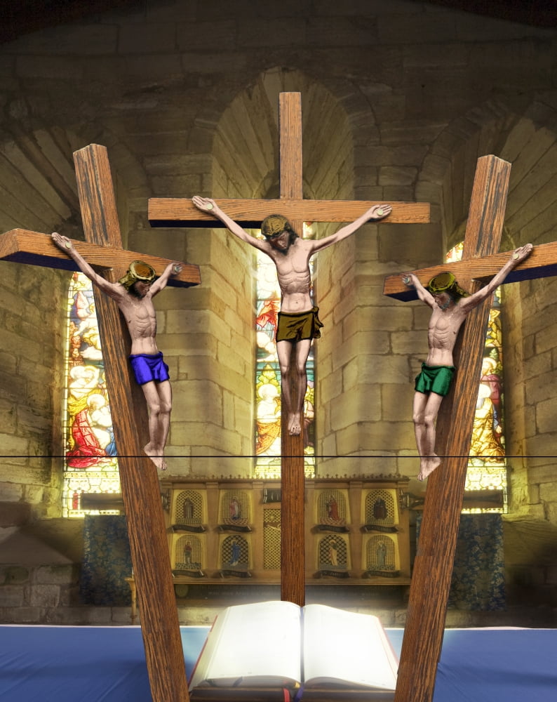 Jesus On The Cross Holy Island Bewick England Canvas Art - John Short Design Pics (14 x 17)