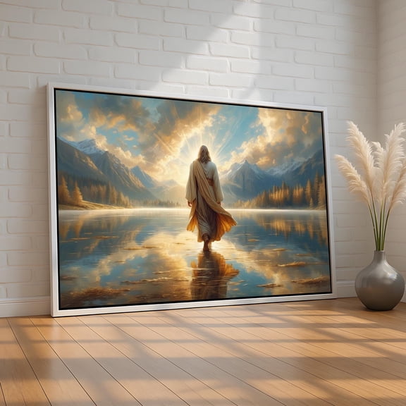 Jesus On The Mountain Art Radiant Savior Wall Print Christian Faith Decor Spiritual Sunrise Scene Warm Present Vintage Poster