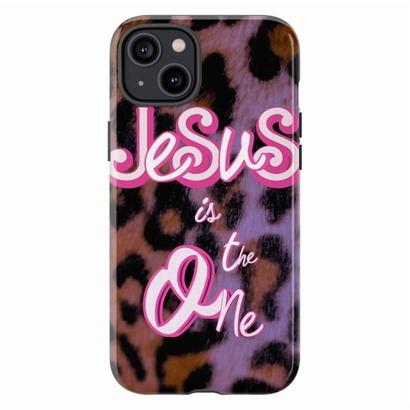 Jesus is the One Phone Case, Bold Leopard Print Design with Inspirational Message, Faith-Based iPhone Cover for iPhone 17 16 15 14 13 12 11 Pro Plus Mini
