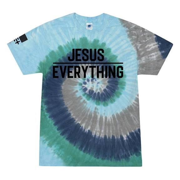 Jesus Over Everything Bible Scripture Mens Christian Tshirt Jesus Cross Short Sleeve T-shirt Graphic Tee-Earth Tie Dye-xl