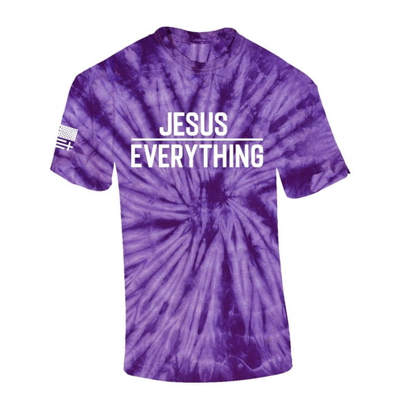 Jesus Over Everything Bible Scripture Mens Christian Tshirt Jesus Cross Short Sleeve T-shirt Graphic Tee-Purple Tie Dye-medium