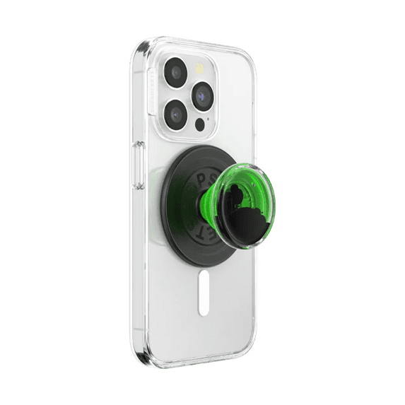 PopSockets Phone Grip for MagSafe, Magnetic Holder, Phone Stand, Neon Green - Tidepool Lava Lamp Absinthe