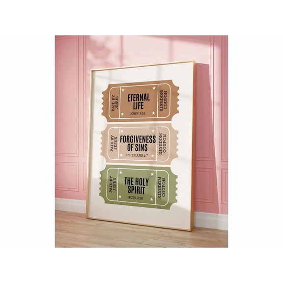 Jesus Paid It All Wall Art Cool Christian Retro Trendy Church Decor Vintage Ticket