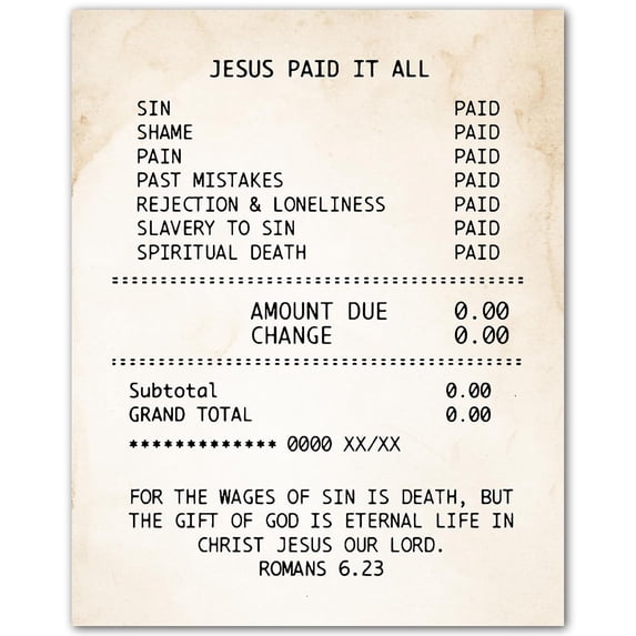 Jesus Paid it All - Motivational Wall Art Print - Positive Quotes Wall Decor - Encouragement Gifts - Positive Sayings for Wall Décor - (Unframed, 27 x 40 inches)