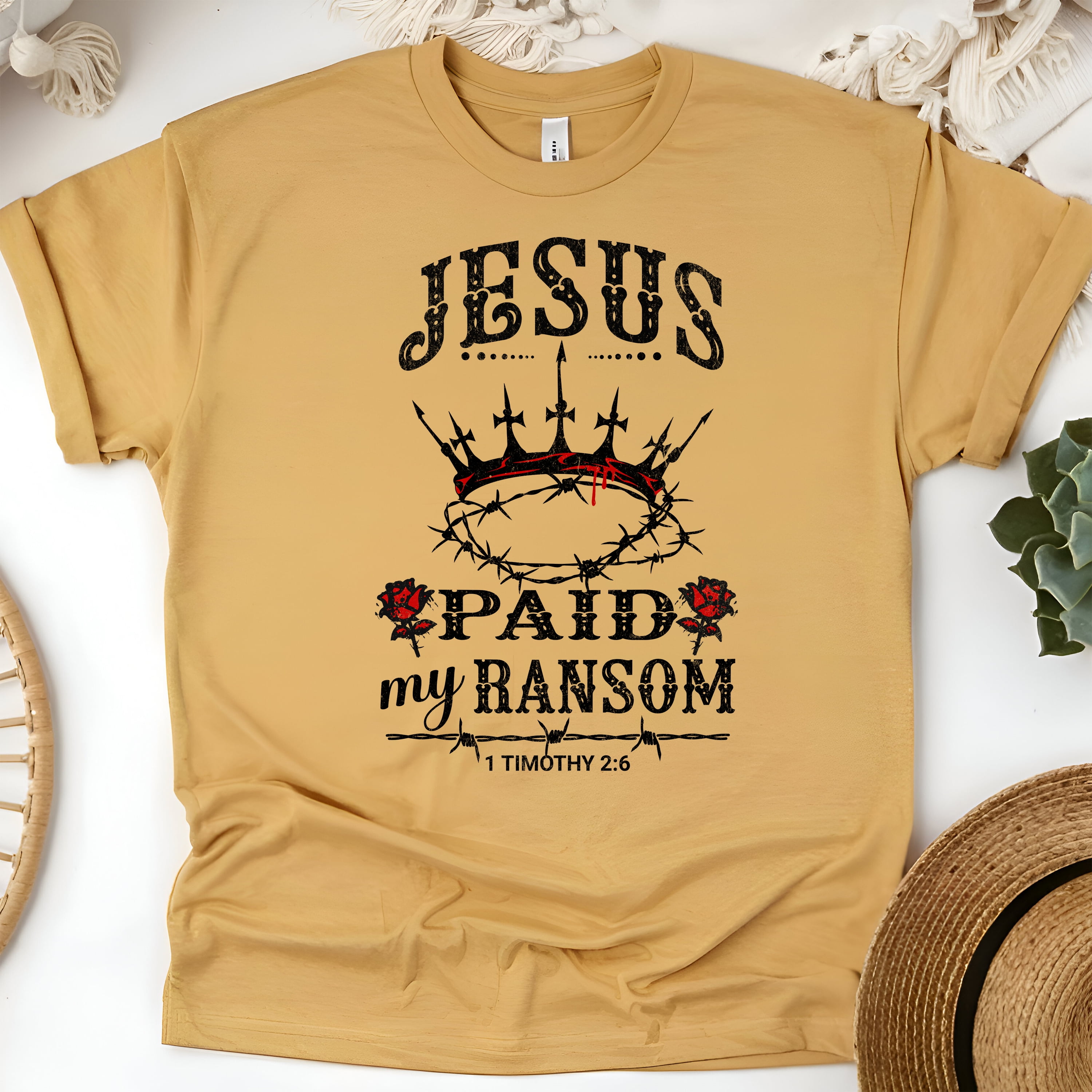 Jesus Paid My Ransom Shirt – Crown of Thorns Christian Bible Verse Tee ...