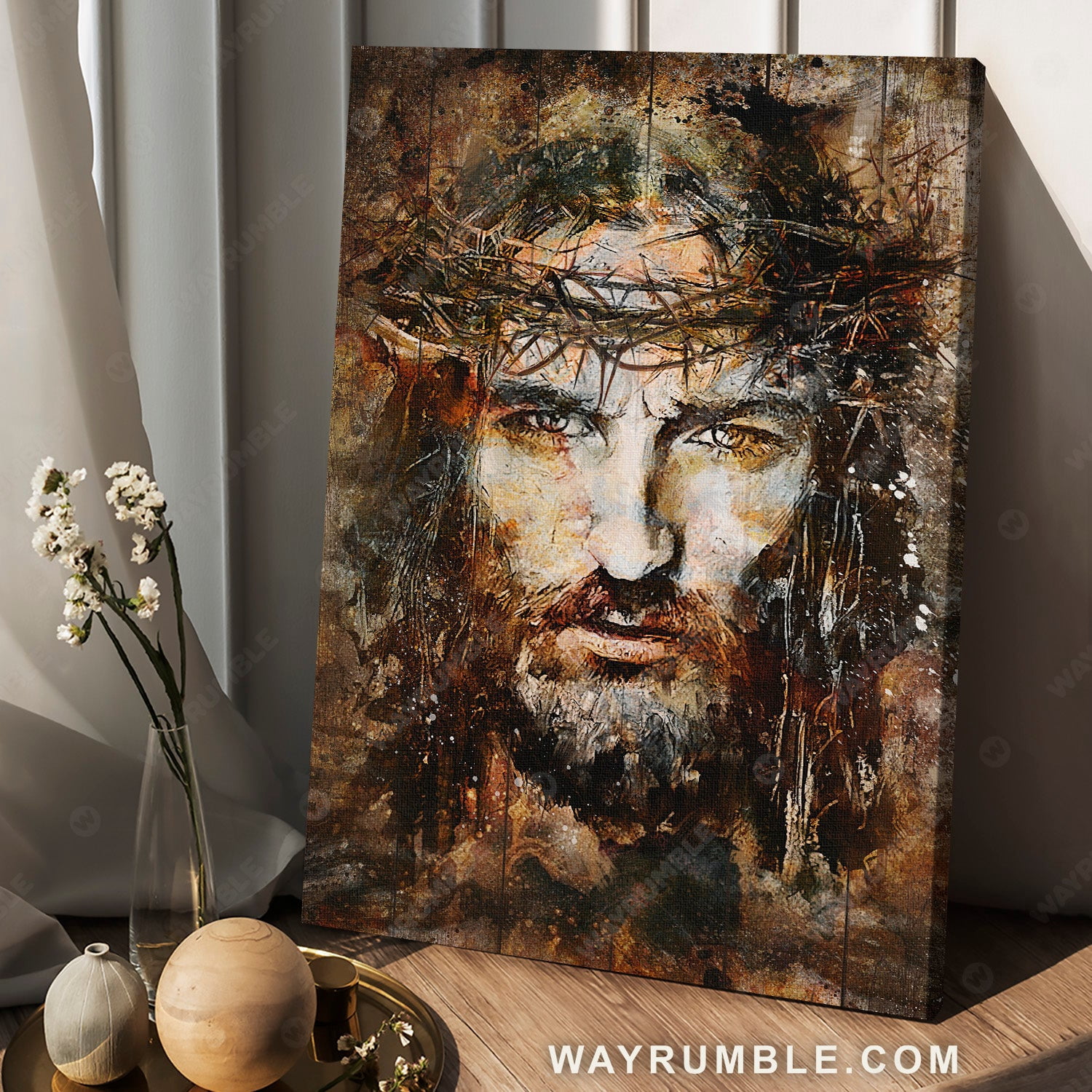 Jesus Painting Crown Of Thorns Jesus Face - Jesus Portrait Poster ...