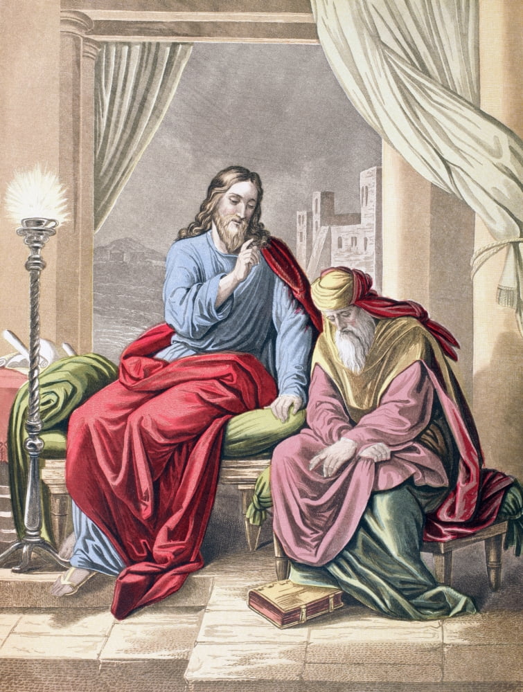 Jesus With The Pharisee Nicodemus From The Holy Bible Published By William Collins Sons & Company In 1869 Chromolithograph By JM Kronheim & Co Canvas Art - Ken Welsh Design Pics (24 x 32)