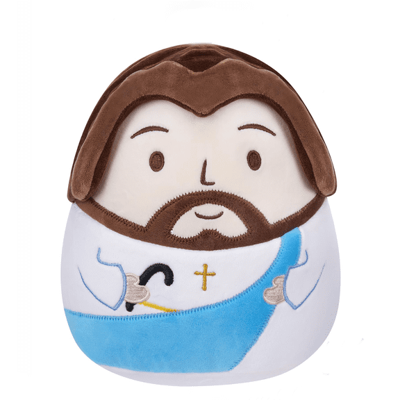 Jesus Plush Pillow Christian Gifts, 8 Inch Soft Stuffed Animal with Cross Embroidery, Prayer Design Plush Toy for Religious Keepsake