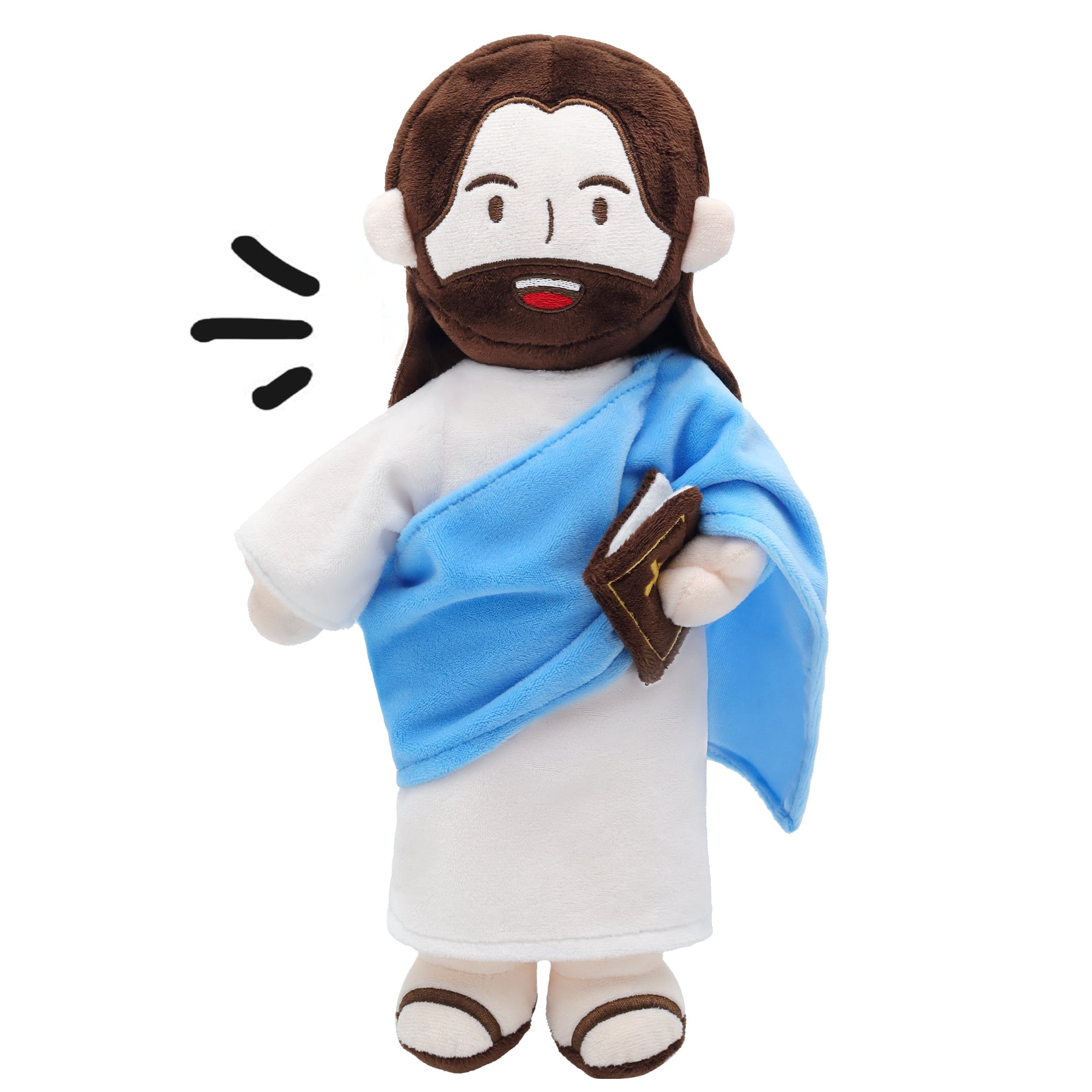 Jesus Plush Speaks 20 Of Jesus' Bible Verses And 3 Of Bible Music Jesus Doll Stuffed Animal To Teach Suitable For Church Sunday School Religious Easter-Blue
