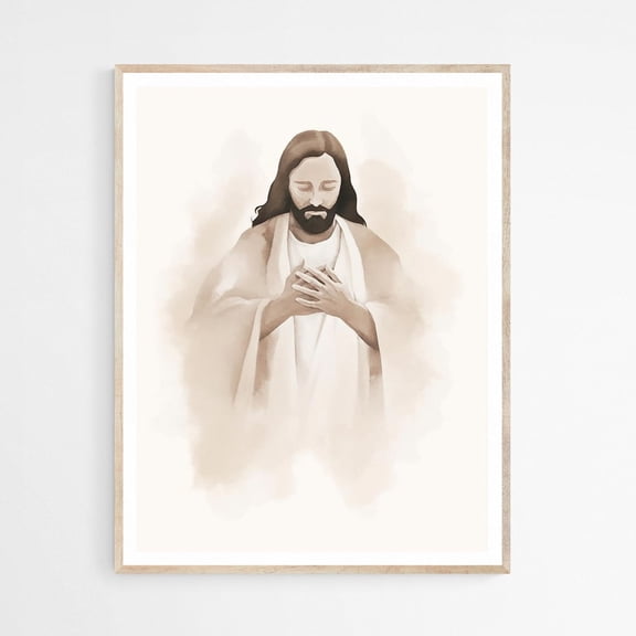 Jesus Portrait Digital Download, Watercolor Wall Art, Modern Jesus Bible Printable Wall Art, Digital Print Art, Bible Christian Gift, Easter, Stretched Canvas Size 8x12
