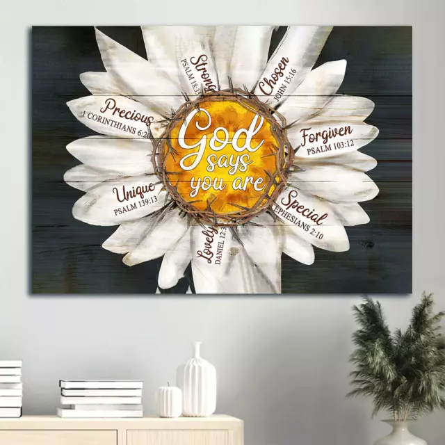 Jesus Poster Daisy Flower Poster Gift For Christian- God Says You Are ...