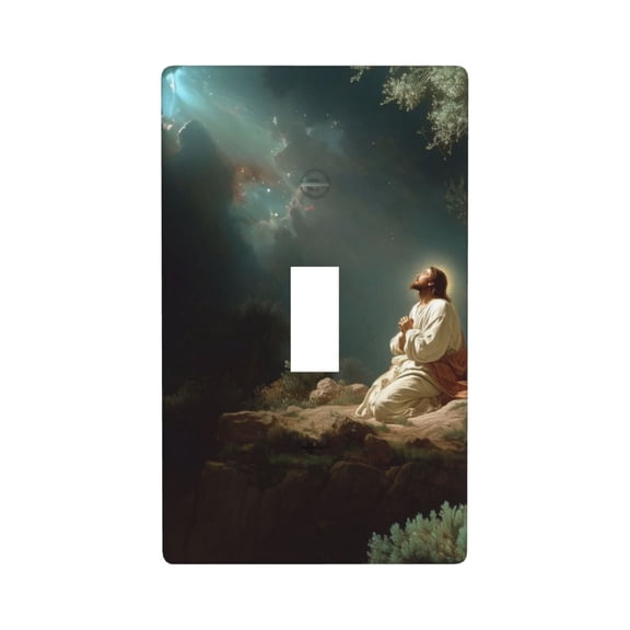Jesus Prayed To The Father Single Toggle Light Switch Plates Outlet Covers Decorative Electrical Wall Plate 1 Gang Receptacle Switchplate Decorate Plug Cover For Bathroom Bedroom 4.5 * 2.76 Inch