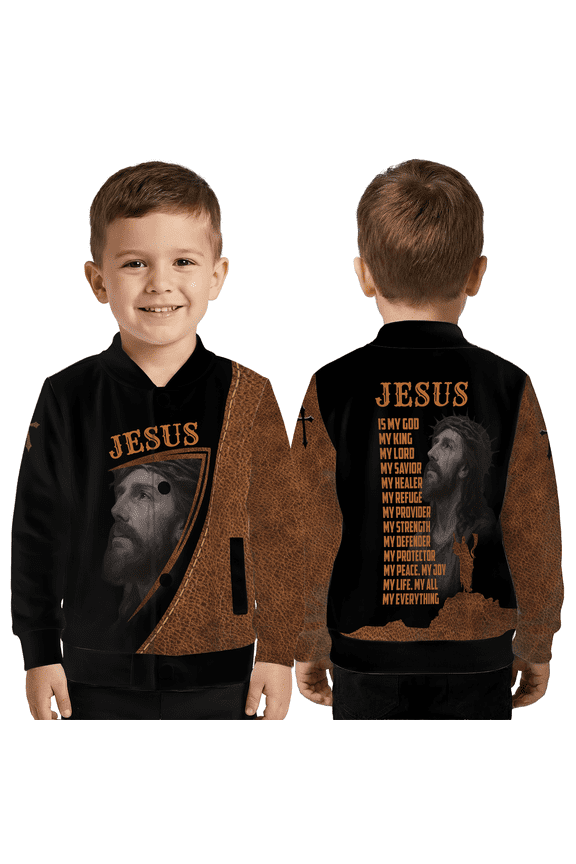 Jesus Prayer Baseball Jacket, Crying Eyes & Rosary Hands Graphic Outerwear, Faith in God Baseball Jacket