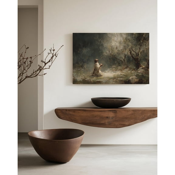 Jesus Praying Art Print: Garden Of Gethsemane, Christian Wall Decor Warm Present Vintage UNFRAMED Poster Size 24x36