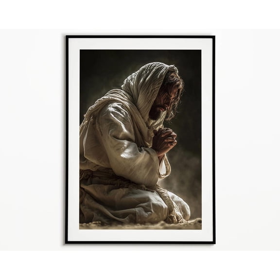 Jesus Praying Art Savior Art Christian Wall Art Jesus Wall Decor Jesus Decor Unframed Paper Print