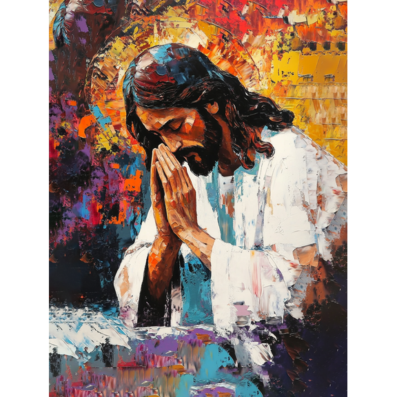Jesus Praying Canvas Wall Art Perfect for Living Room Bedroom Office Church and Meditation Room Decoration.