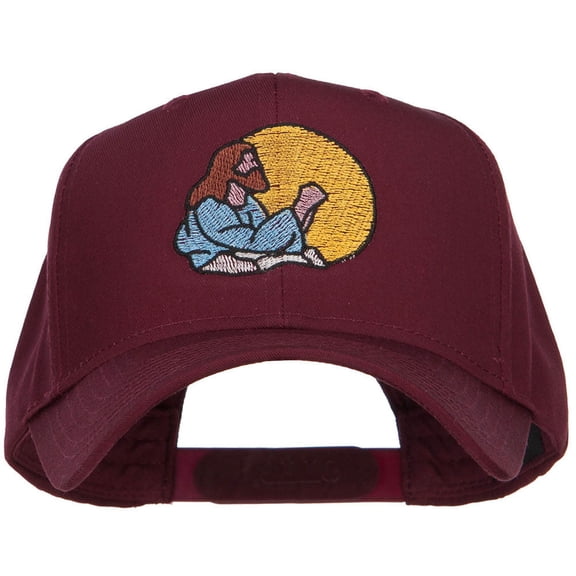 Jesus Praying Embroidered Twill Cap - Maroon OSFM