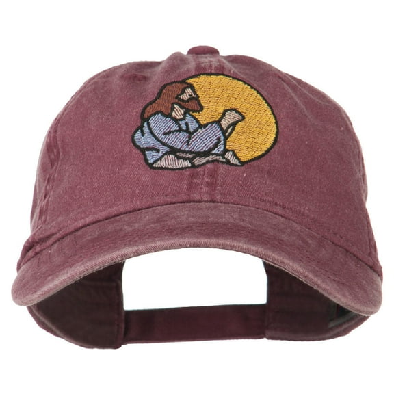 Jesus Praying Embroidered Washed Cap - Maroon OSFM