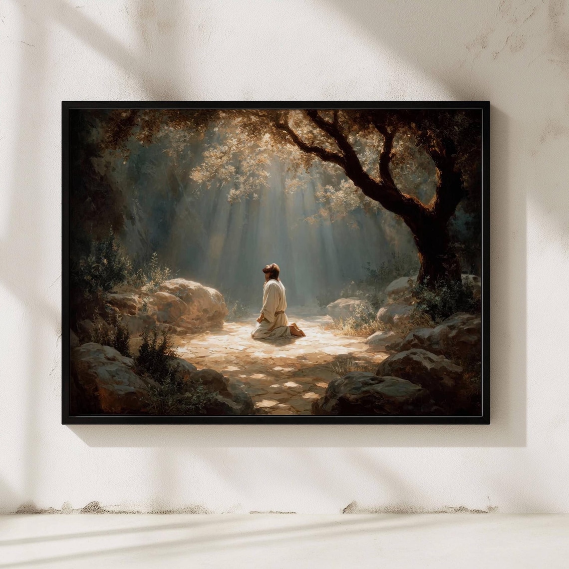 Jesus Praying In Garden Of Gethsemane Canvas Wall Art, Christian Prayer ...
