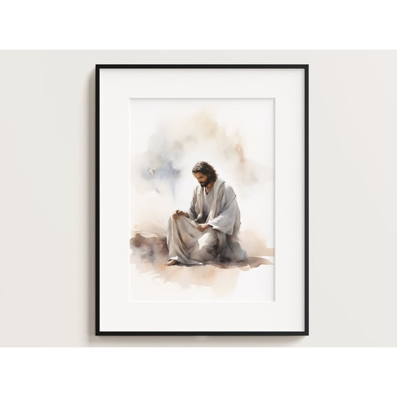 Jesus Praying Garden Of Gethsemane Art Decor Unframed Paper Print