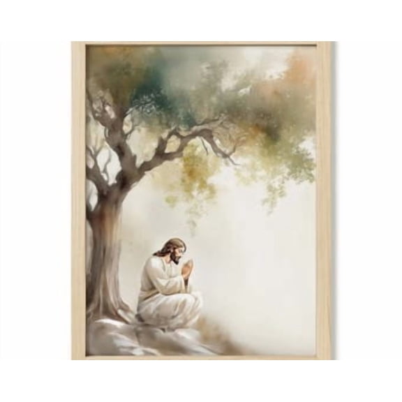 Jesus Praying Gethsemane Christian Poster, Poster Home Decor, Poster Only