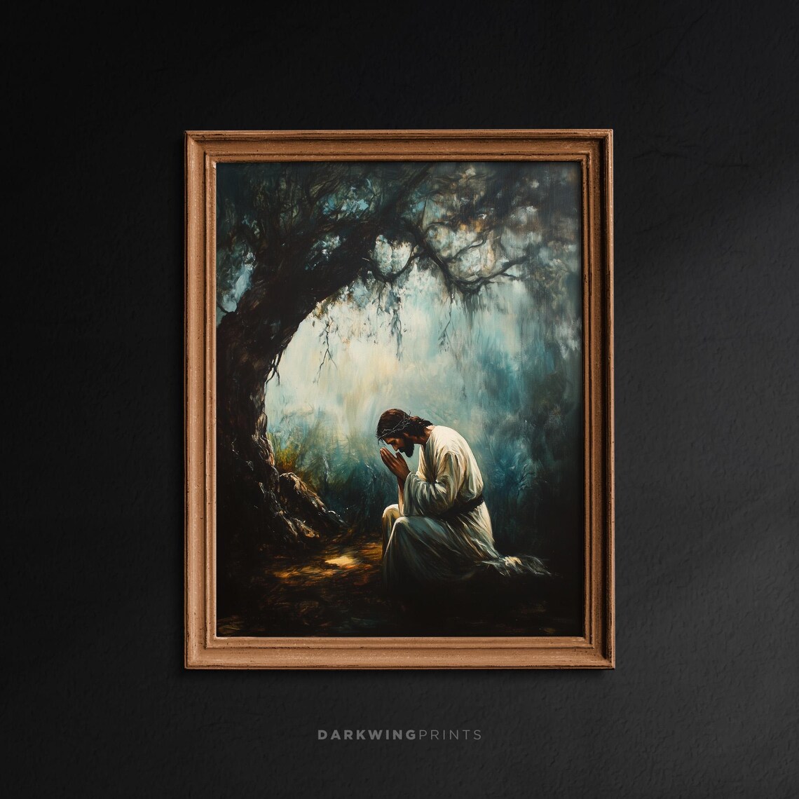 Jesus Praying In The Gothic Garden Of Gethsemane, Jesus, Bible Art ...
