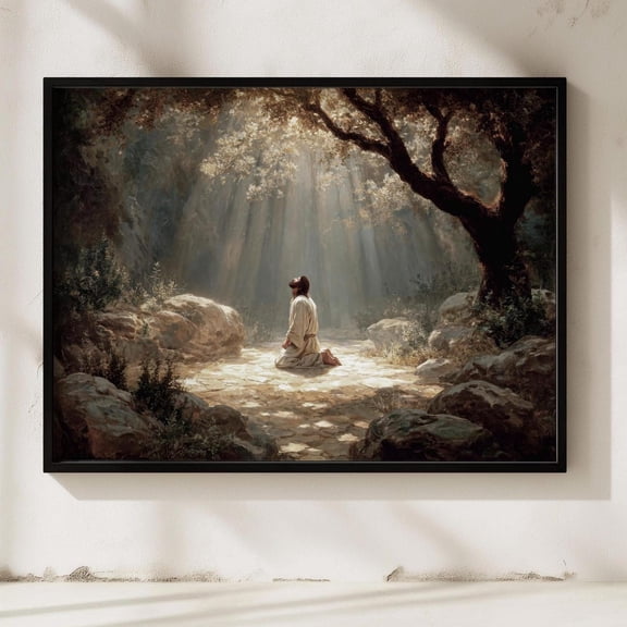 Jesus Praying In Gethsemane Art, Unframed Paper Poster 8x10in