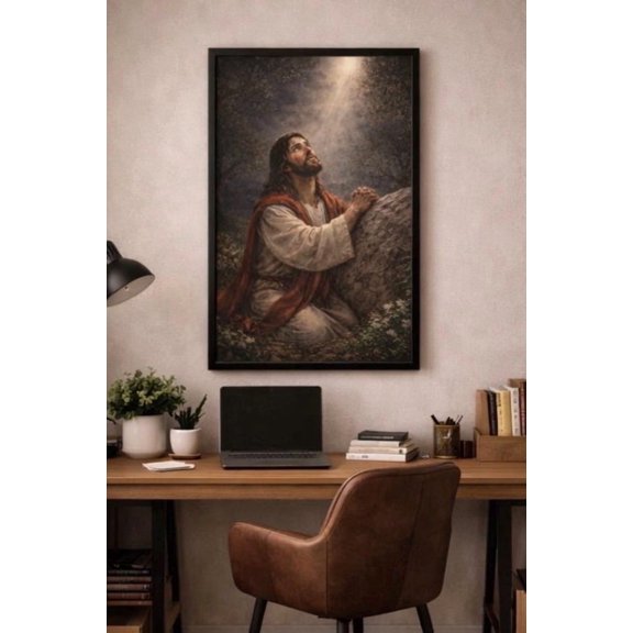 Jesus Praying In Gethsemane Wall Art, Unframed Paper Poster 8x10in