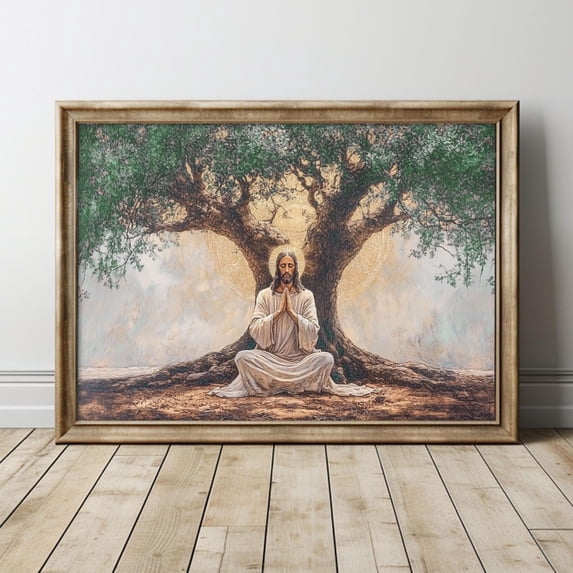 The Tree Jesus Praying Under The Tree Of Life Wall Art, Christian Home And ...