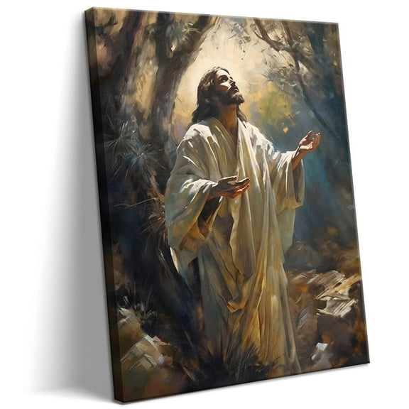 Jesus Praying Wall Art poster  Christian Wall Decor  Jesus Prays in Gethsemane Picture Canvas Prints Christian Wall Art Religious Wall Decor for Living Room, Bedroom, Prayer Room