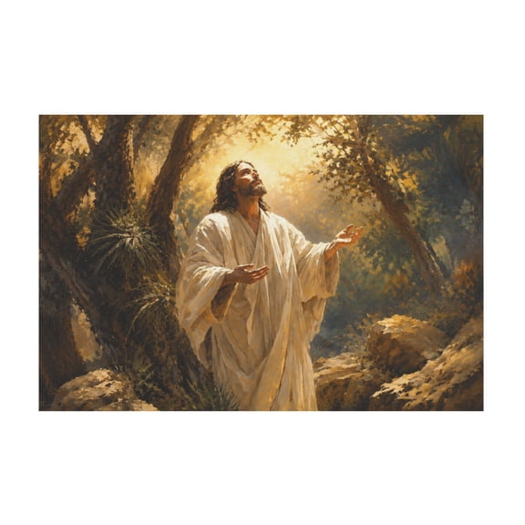 Jesus Praying in the Garden of Gethsemane Christian Canvas Wall Art for Living Room Bedroom Church Decoration 12*18in