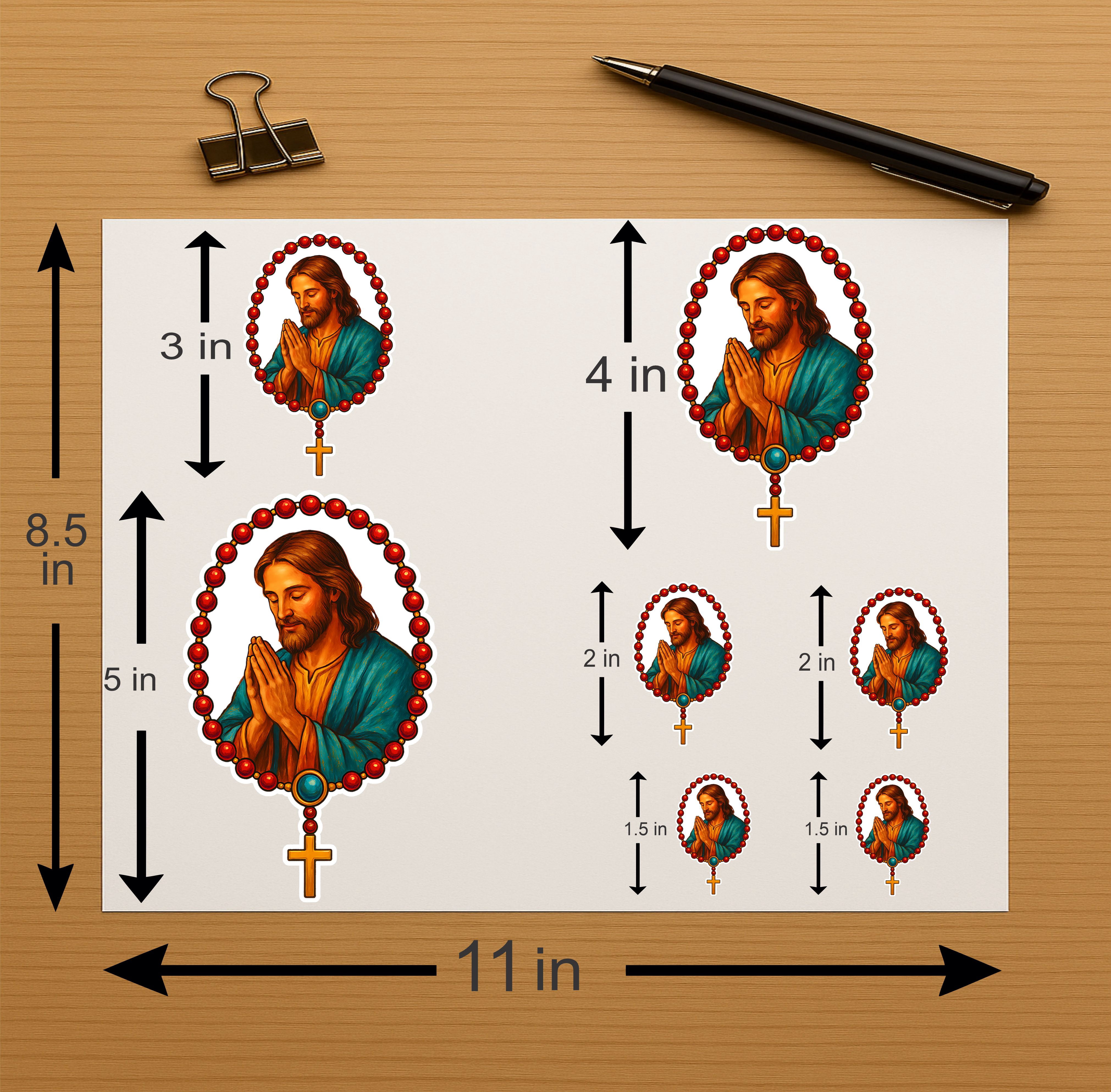 Jesus Praying with Rosary Vinyl Sticker Decal Set – Full Color ...