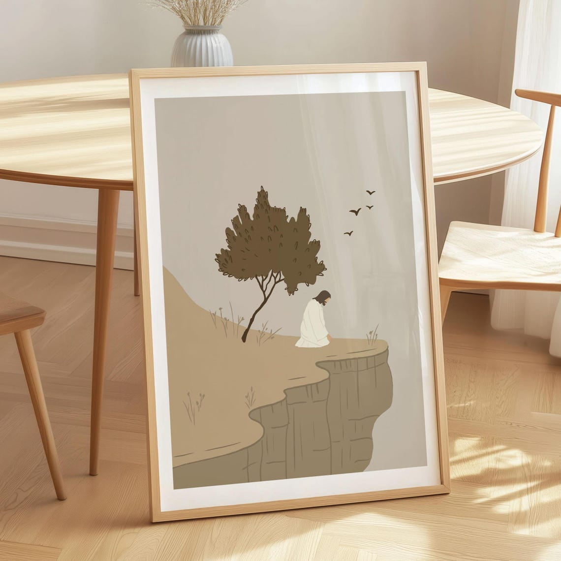 Jesus Prays Alone Art Print Bible Sketch, Unframed Paper Poster 16x20in ...