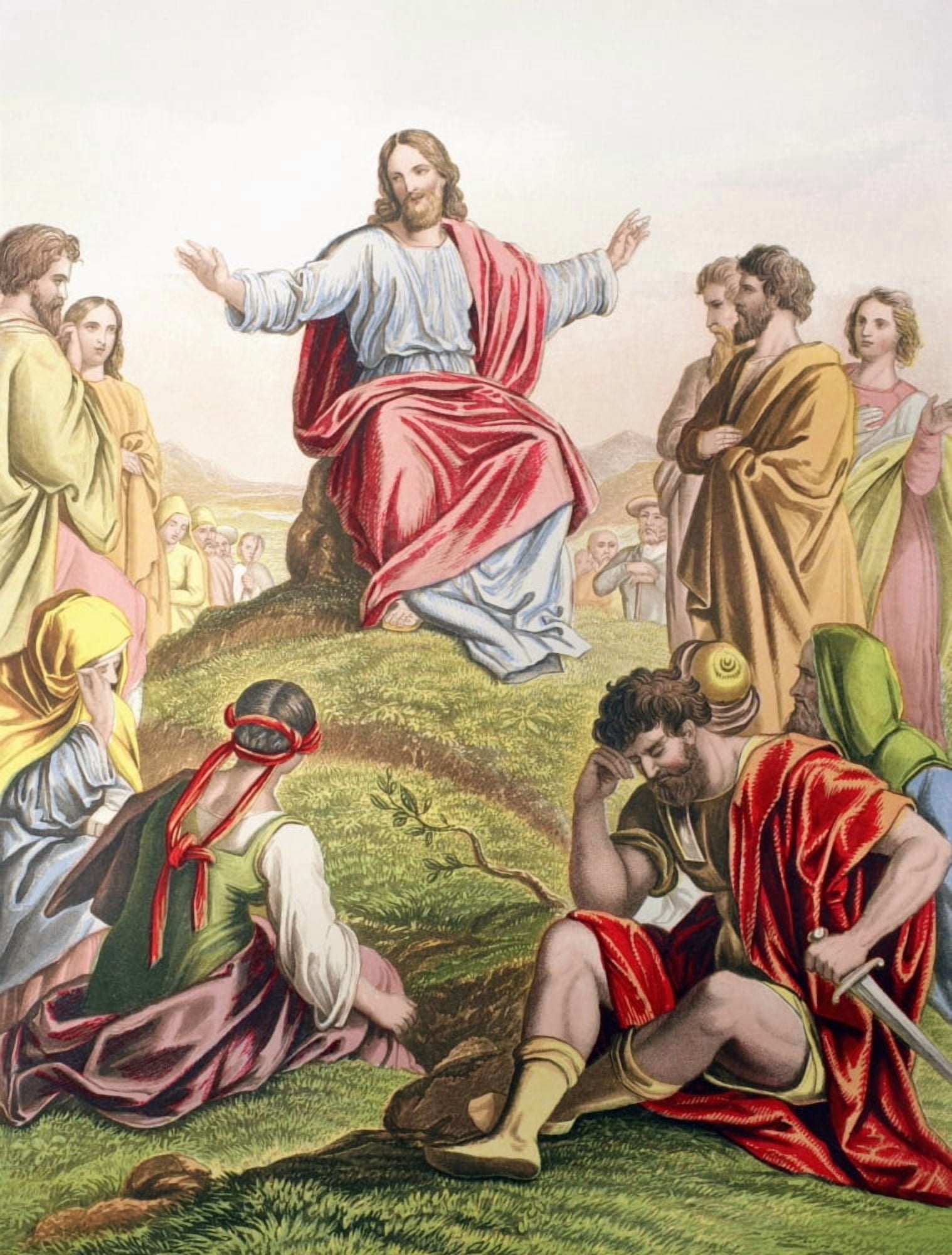 Jesus Preaching The Sermon On The Mount From The Holy Bible Published By William Collins Sons & Company In 1869 Chromolithograph By JM Kronheim & Co Canvas Art - Ken Welsh Design Pics (24 x 32)