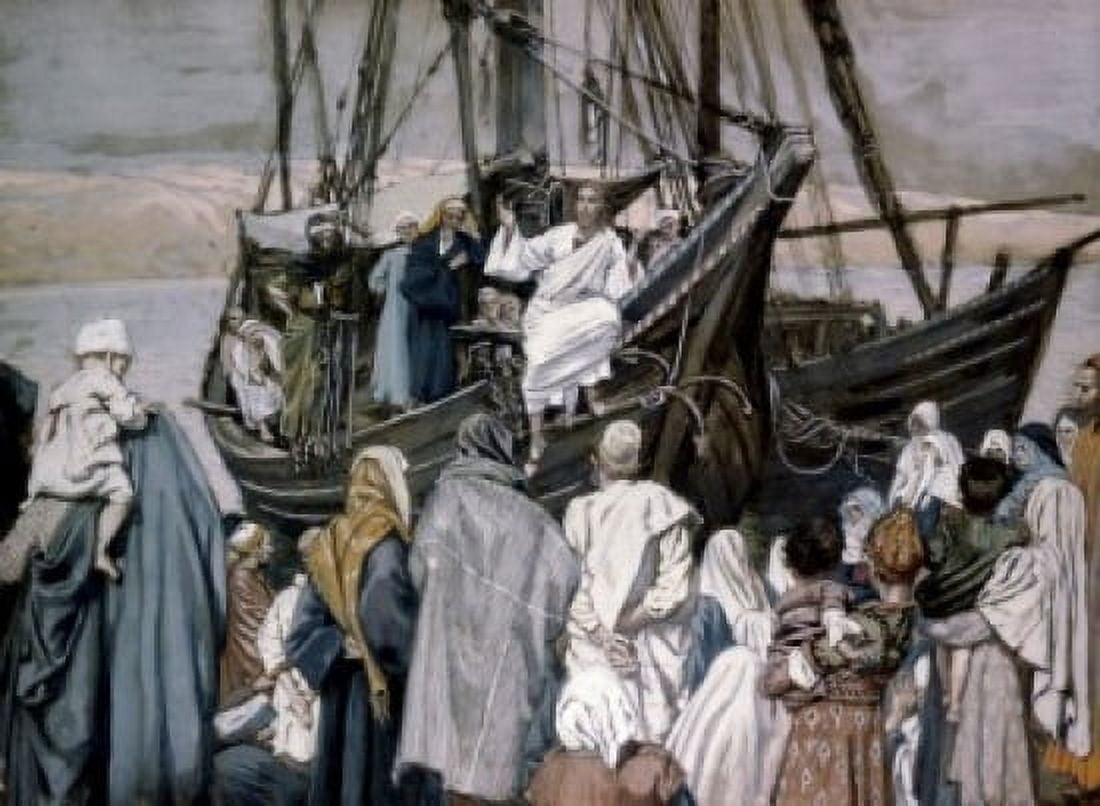 Jesus Preaching on a Boat James Tissot (1836-1902 French) Canvas Art - James Tissot (24 x 36)