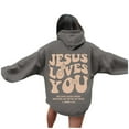 thumbnail image 1 of Jesus Print Hoodies for Women Long Sleeve Hooded Sweatshirt Fall Casual Pullover, 1 of 6