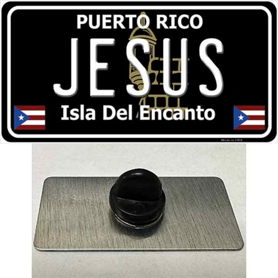Jesus Puerto Rico Black Novelty Metal Hat Pin 1.5" x 0.75" Hat Pin (PIN)