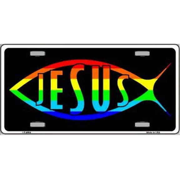 Jesus - Rainbow Fish Christian Ichthys License Plate