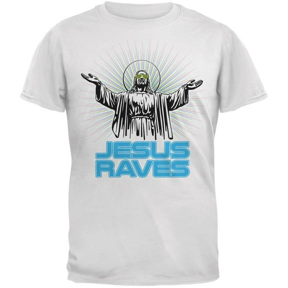 Jesus Raves White Adult T-Shirt - Small