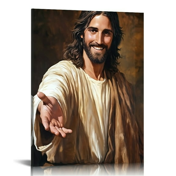 Jesus Reaches Out to You Canvas Wall Art Print,Christian Jesus Canvas Print Posters, Religious Christian Gifts Home Wall Decor for Church Living Room Dining Room Decor Framed ﻿
