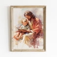 thumbnail image 1 of Jesus Reading to Boy Reading the Bible Wall Art Home Decor, Stretched Canvas 16x20in, 1 of 4
