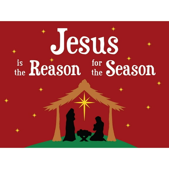 Jesus Is The Reason for The Season Sign Christmas Outdoor Decorations Christmas Double Sided Yard Lawn Signs with Metal Stand Nativity Decor for Church Home Business Stores Party 18 x 24