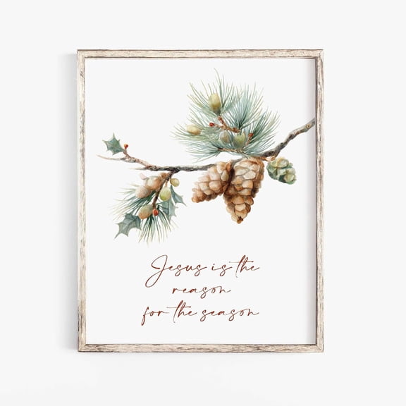Jesus Is The Reason For The Season Wall Art Print Bible Verse Noel Print Nativity Of Jesus Christ Scripture Print Sign UNFRAMED PAPER POSTER, Home Decor, Vintage Gift, Living Room Dercor