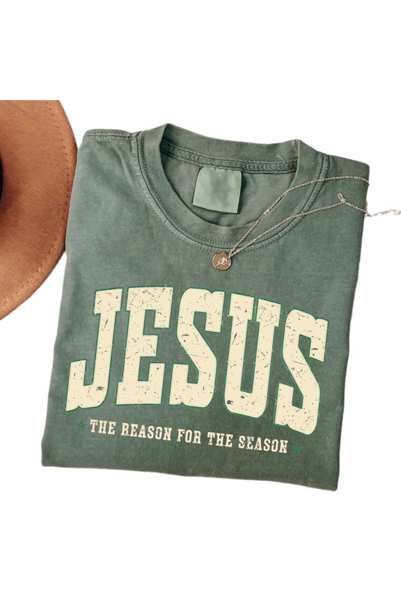 Jesus Is the Reason Shirt – Christian Christmas T-Shirt, Faith Holiday Tee, Jesus Christmas Graphic Shirt, Religious Xmas Apparel, Unisex Christmas Crewneck Sweatshirt