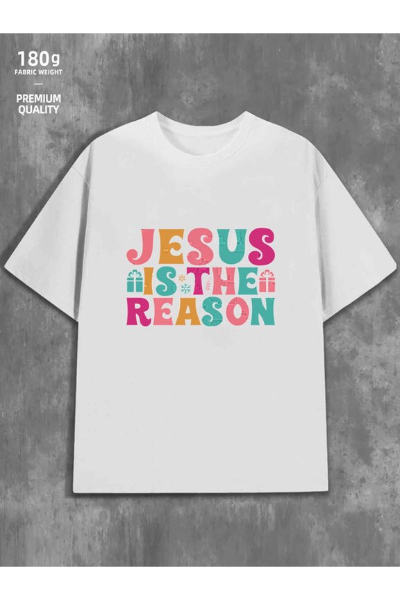 Jesus is the Reason men's Christianity 180G 100% Cotton white pamuk christianity Original Unisex Shirt Crewneck tshirts Vintage Unisex Shirt Cotton tshirts Retro Unisex Shirt Crewneck tshirts